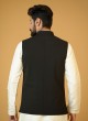 Silk Black Wedding Wear Nehru Jacket